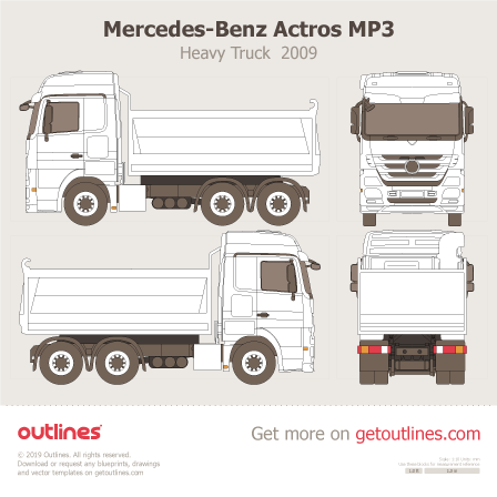 2009 Mercedes-Benz Actros MP3 2644 K Heavy Truck blueprints and drawings